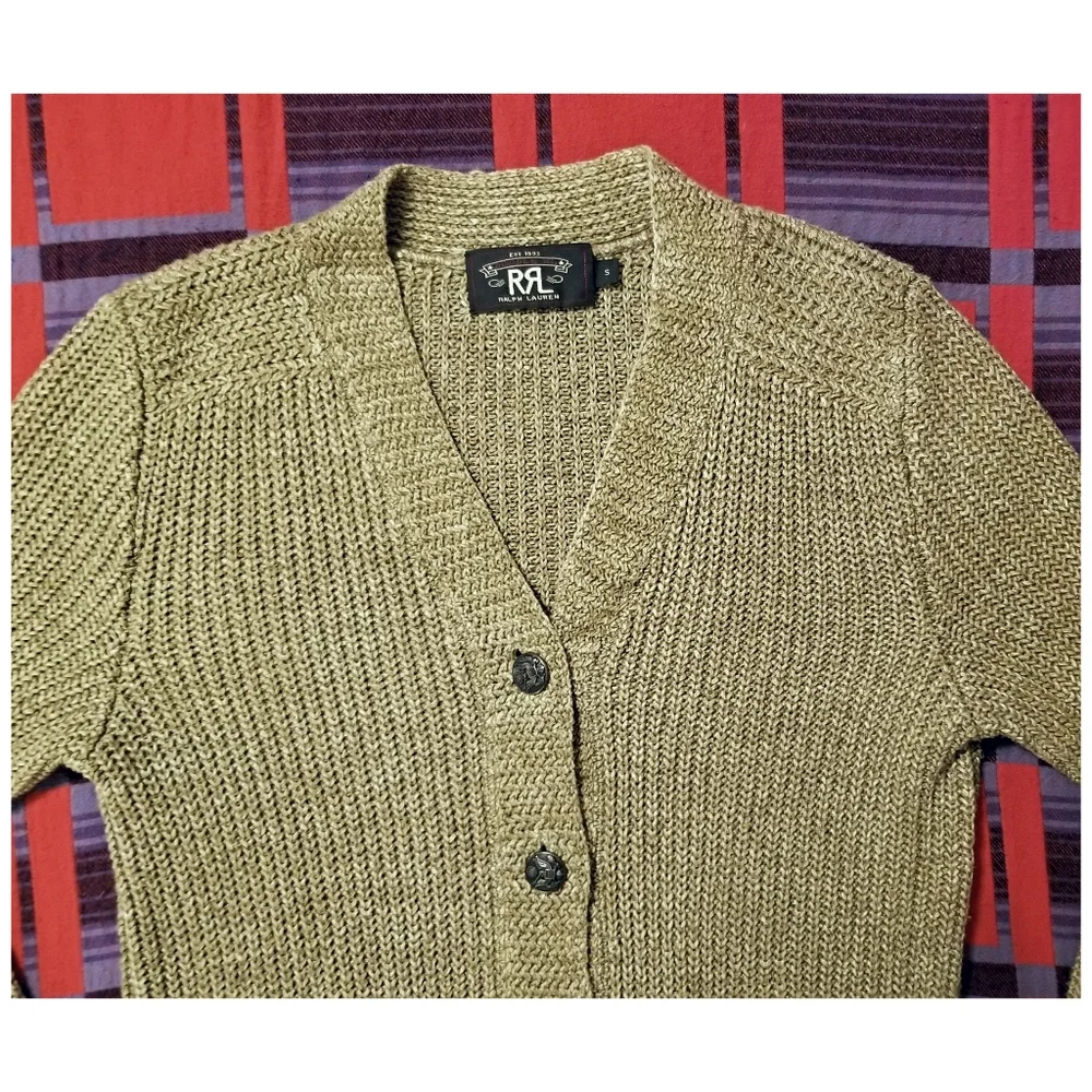 DOUBLE RL RALPH LAUREN RRL COTTON/ LINEN BLEND CARDIGAN SWEATER- SIZE SMALL
